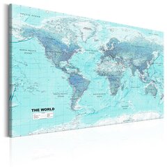 Картина - World Map: Sky Blue World 120x80 см цена и информация | Картины, живопись | kaup24.ee