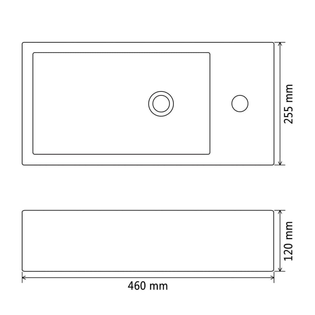 Keraamiline valamu segisti avaga kandiline valge 46x25,5x12 cm цена и информация | Kraanikausid, valamud | kaup24.ee