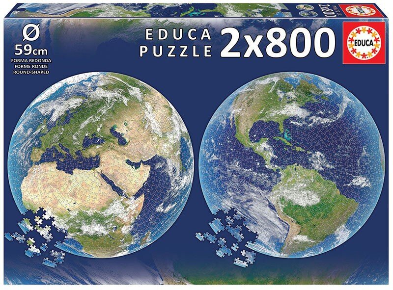 Pusle Planet Earth Educa Ø 59 cm 2 x 800 tk hind ja info | Pusled | kaup24.ee