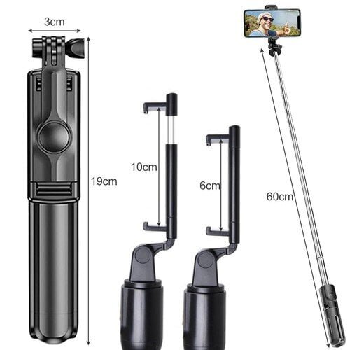 Selfie Stick Statiiv kaugjuhtimispuldiga Bluetooth 3 in 1 (Selfie Stick) цена и информация | Selfie sticks | kaup24.ee