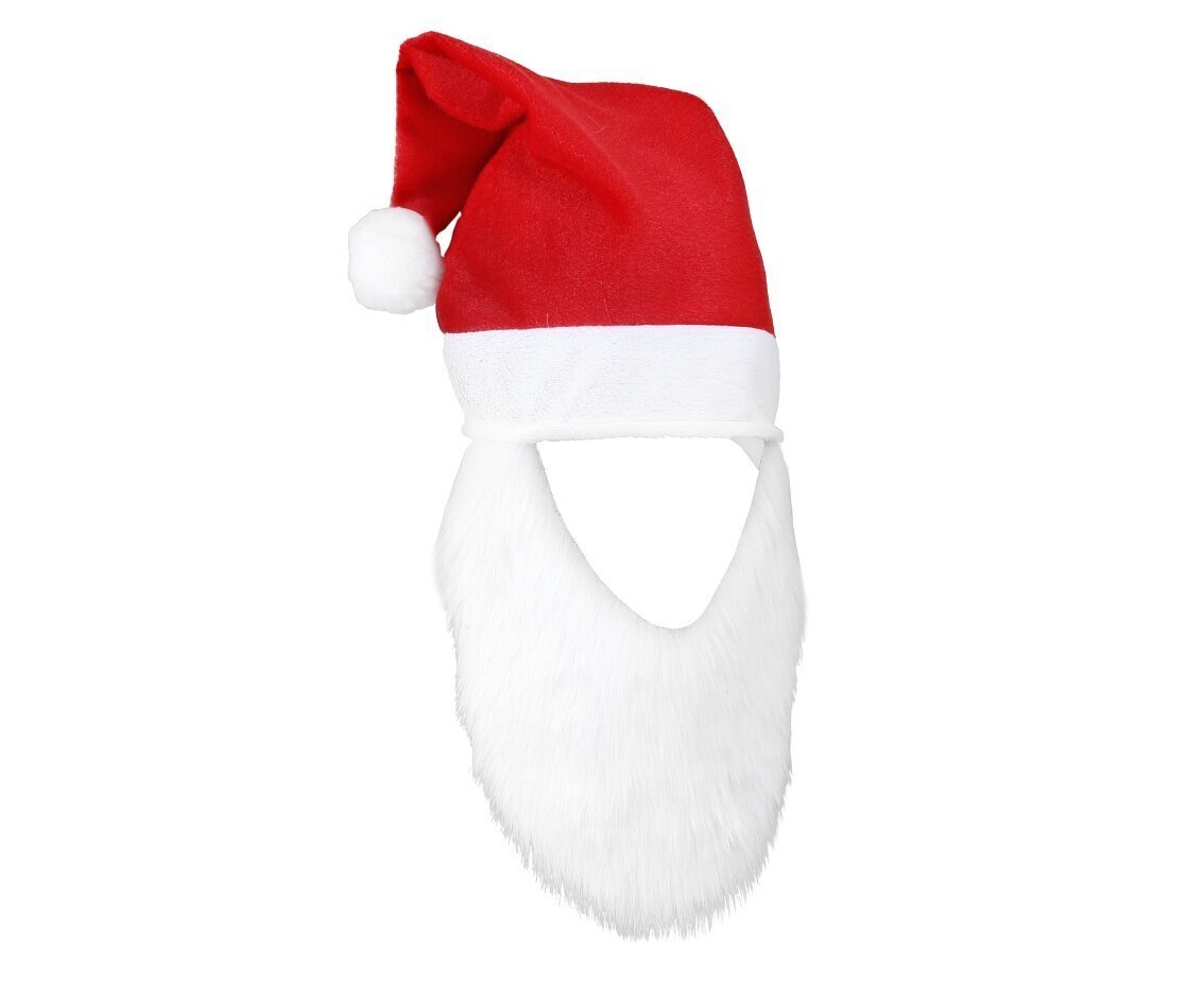 Jõuluvana müts + habe, ümbermõõt 58 cm, kõrgus 36 cm (NW-CMBR) 0875 цена и информация | Jõulukaunistused | kaup24.ee