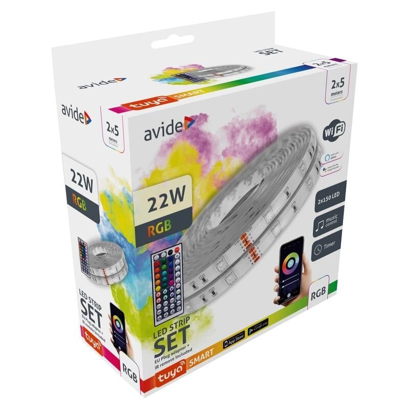 Led riba Avide 22W RGB WIFI+muusikajuhtimine, puldiga, IP65, 10 m цена и информация | LED ribad | kaup24.ee