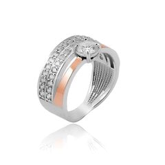 Серебряное кольцо с цирконием, покрытый золотом 0007413700475 цена и информация | Кольцо | kaup24.ee