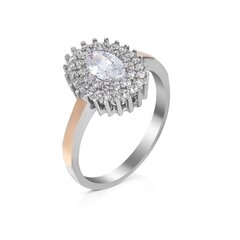 Серебряное кольцо с цирконием, покрытый золотом 0007517200295 цена и информация | Кольцо | kaup24.ee