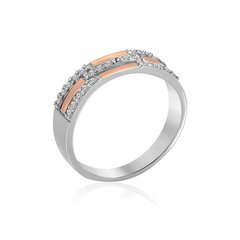 Серебряное кольцо с цирконием, покрытый золотом 0009474800326 цена и информация | Кольцо | kaup24.ee