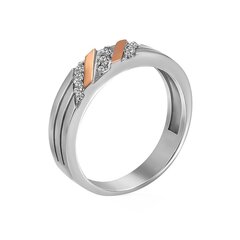 Серебряное кольцо с цирконием, покрытый золотом 0008166500338 цена и информация | Кольцо | kaup24.ee
