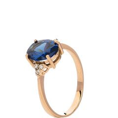 Auksinis žiedas su nano safyru ir cirkoniais 0009136100290 цена и информация | Кольцо | kaup24.ee