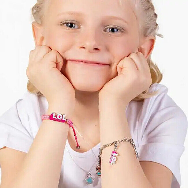 Roosa tekstiilist käevõru tüdrukutele LOL Logo L3011STLOL цена и информация | Laste aksessuaarid | kaup24.ee