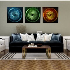 Картина из металла ручной работы триптих Circles 180х60см цена и информация | Настенные деревянные декорации | kaup24.ee