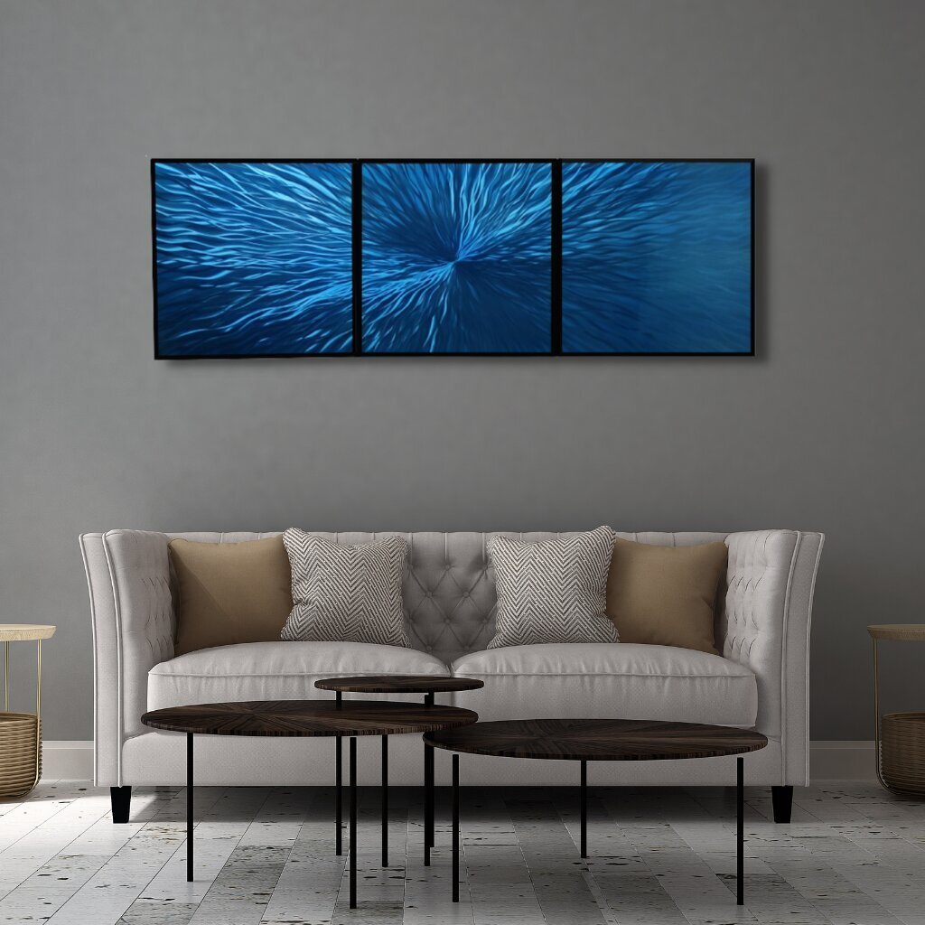 Metallist käsitöö 3-osaline triptühhonmaal Blue Energy 180x60cm hind ja info | Seinapildid | kaup24.ee