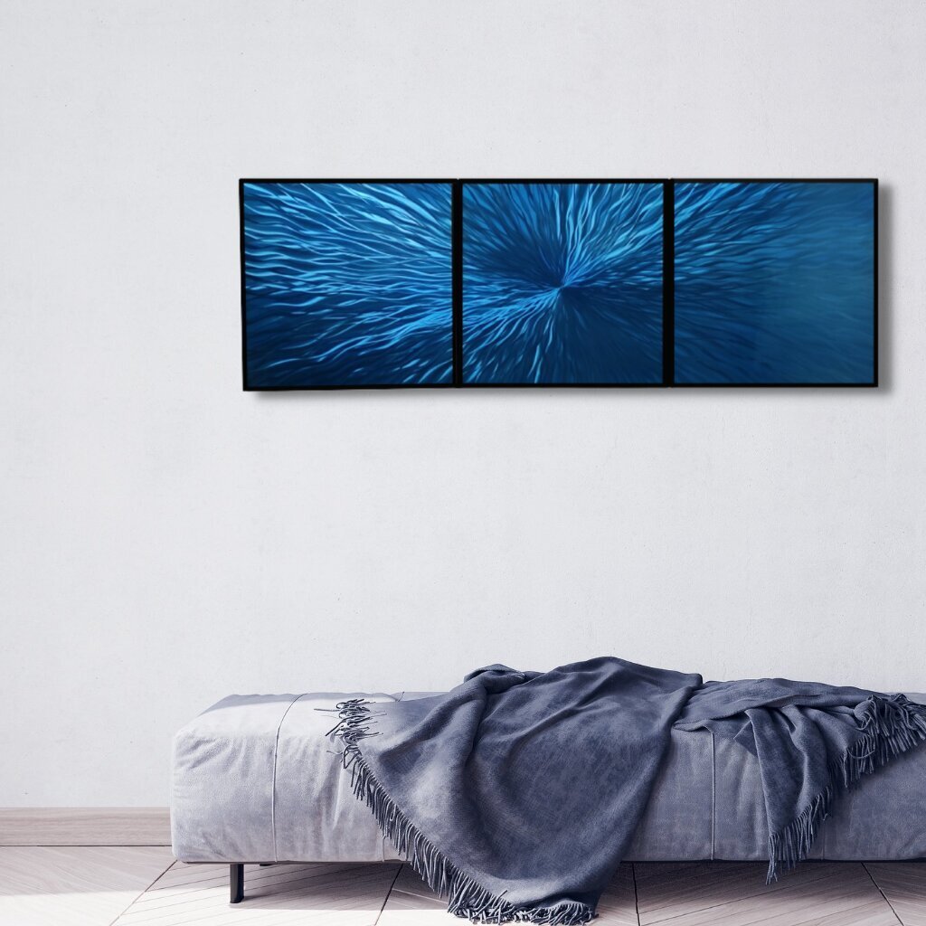 Metallist käsitöö 3-osaline triptühhonmaal Blue Energy 180x60cm цена и информация | Seinapildid | kaup24.ee