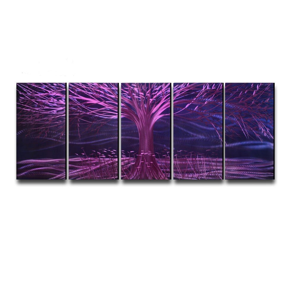 Metallist käsitöö 5-osaline polüptühhonmaal Violet 150x60cm hind ja info | Seinapildid | kaup24.ee