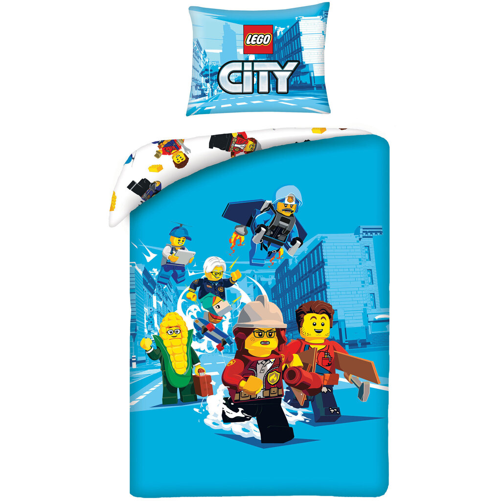 Laste voodipesukomplekt Lego Cityu, 140 x 200 cm, 2-osaline hind ja info | Beebide ja laste voodipesu | kaup24.ee