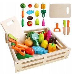 Нарезка деревянных овощей, фруктов на магните XXL цена и информация | Развивающие игрушки и игры | kaup24.ee