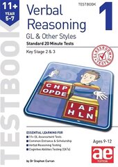 11plus Verbal Reasoning Year 5-7 GL & Other Styles Testbook 1: Standard 20 Minute Tests цена и информация | Книги для подростков и молодежи | kaup24.ee