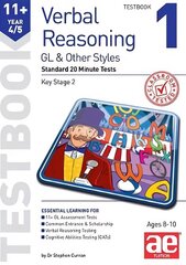 11plus Verbal Reasoning Year 4/5 GL & Other Styles Testbook 1: Standard 20 Minute Tests цена и информация | Книги для подростков и молодежи | kaup24.ee