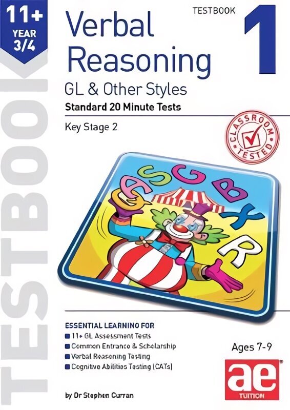 11plus Verbal Reasoning Year 3/4 GL & Other Styles Testbook 1: Standard 20 Minute Tests hind ja info | Noortekirjandus | kaup24.ee