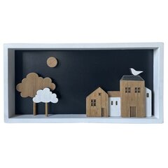 Seinakaunistus DKD Home Decor Puit Pruun Valge Majad (40 x 3.5 x 20 cm) цена и информация | Детали интерьера | kaup24.ee