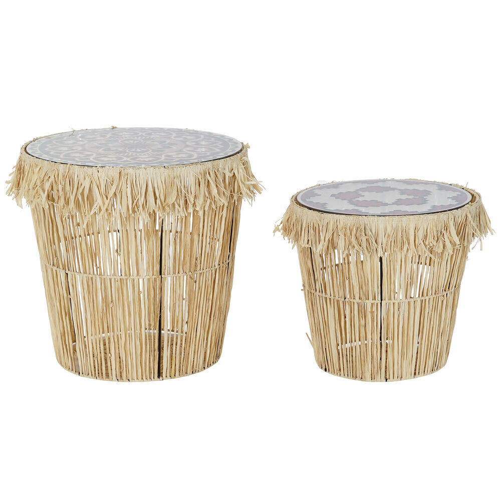 2 Väikese Laua Komplekt DKD Home Decor Kristall Naturaalne Must Koloniaalne Raud Raffia (40,5 x 40,5 x 40 cm) (2 pcs) hind ja info | Diivanilauad | kaup24.ee