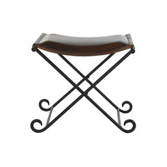 Jalatugi DKD Home Decor Must Metall Nahk Tumepruun Vintage (56 x 44,5 x 45 cm) hind ja info | Kott-toolid, tumbad, järid | kaup24.ee