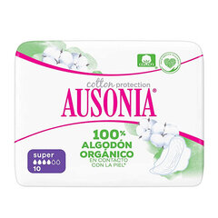 Супер прокладки с крылышками ORGANIC Ausonia (10 uds) цена и информация | Тампоны, гигиенические прокладки для критических дней, ежедневные прокладки | kaup24.ee