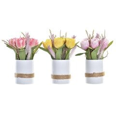 Dekoratiivlilled DKD Home Decor Vaas Keraamiline Roosa Kangas Fuksiaroosa Valge Kollane Tulp (18 x 18 x 26 cm) (3 Ühikut) hind ja info | Kunstlilled | kaup24.ee