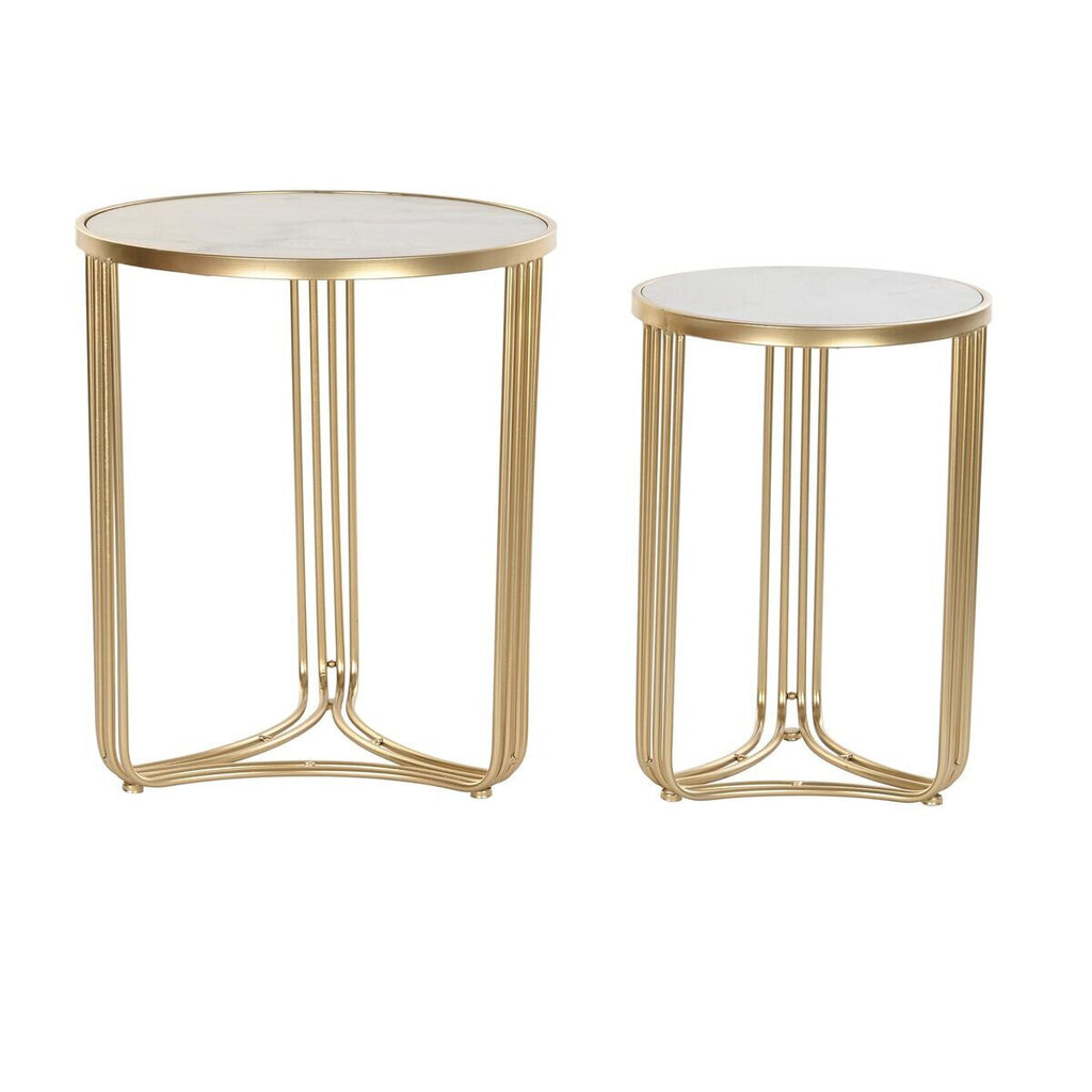 2 tooli komplekt DKD Home Decor Kuldne Metall Valge Marmor (47,5 x 47,5 x 56 cm) hind ja info | Diivanilauad | kaup24.ee