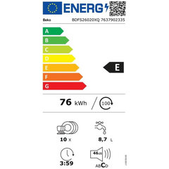 Nõudepesumasin BEKO BDFS26020XQ Roostevaba teras (45 cm) цена и информация | Посудомоечные машины | kaup24.ee