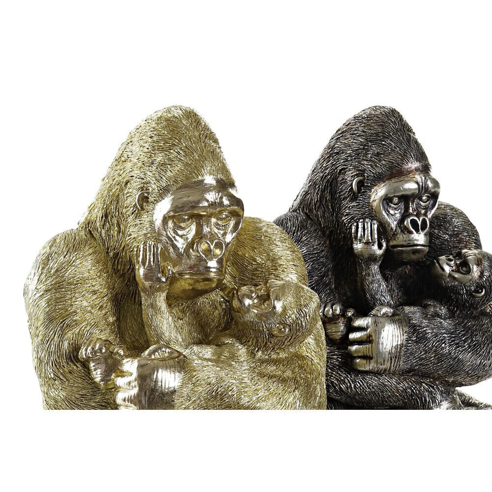 Dekoratiivkuju DKD Home Decor Hõbedane Kuldne Vaik Gorilla (22 x 23,5 x 31 cm) (2 Ühikut) цена и информация | Sisustuselemendid | kaup24.ee