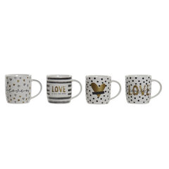 Кружка Mug DKD Home Decor Серый Позолоченный Белый (350 ml) (4 штук) цена и информация | Стаканы, фужеры, кувшины | kaup24.ee