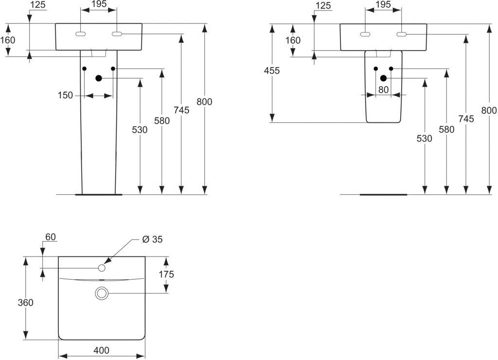 Valamu Ideal Standard Connect Cube, 40x36 cm, E803301 hind ja info | Kraanikausid, valamud | kaup24.ee