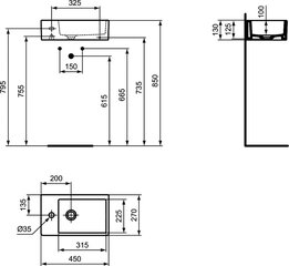 Valamu Ideal Standard Strada, 45x27 cm, K081701 hind ja info | Kraanikausid, valamud | kaup24.ee