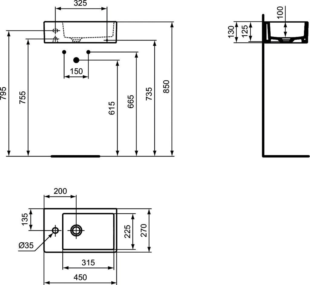 Valamu Ideal Standard Strada, 45x27 cm, K081701 hind ja info | Kraanikausid, valamud | kaup24.ee