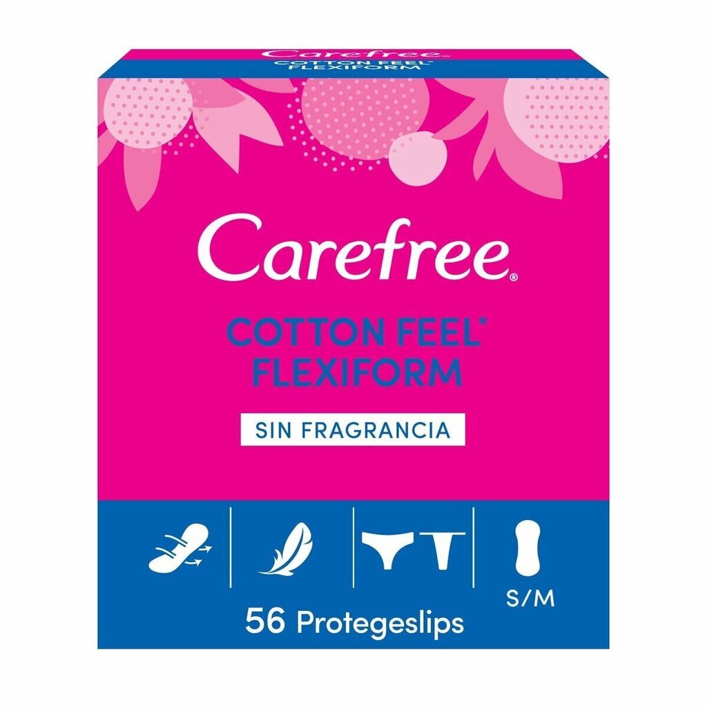 Flexible pesukaitse Carefree Cotton Feel Flexiform Suurus S/M (56 uds) hind ja info | Tampoonid, hügieenisidemed, menstruaalanumad | kaup24.ee