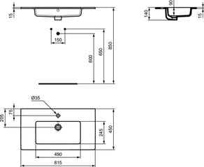 Valamu Ideal Standard Tempo, 81,5x45 cm, E066901 hind ja info | Kraanikausid, valamud | kaup24.ee