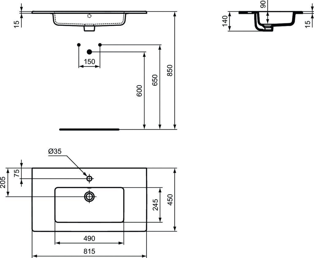 Valamu Ideal Standard Tempo, 81,5x45 cm, E066901 цена и информация | Kraanikausid, valamud | kaup24.ee