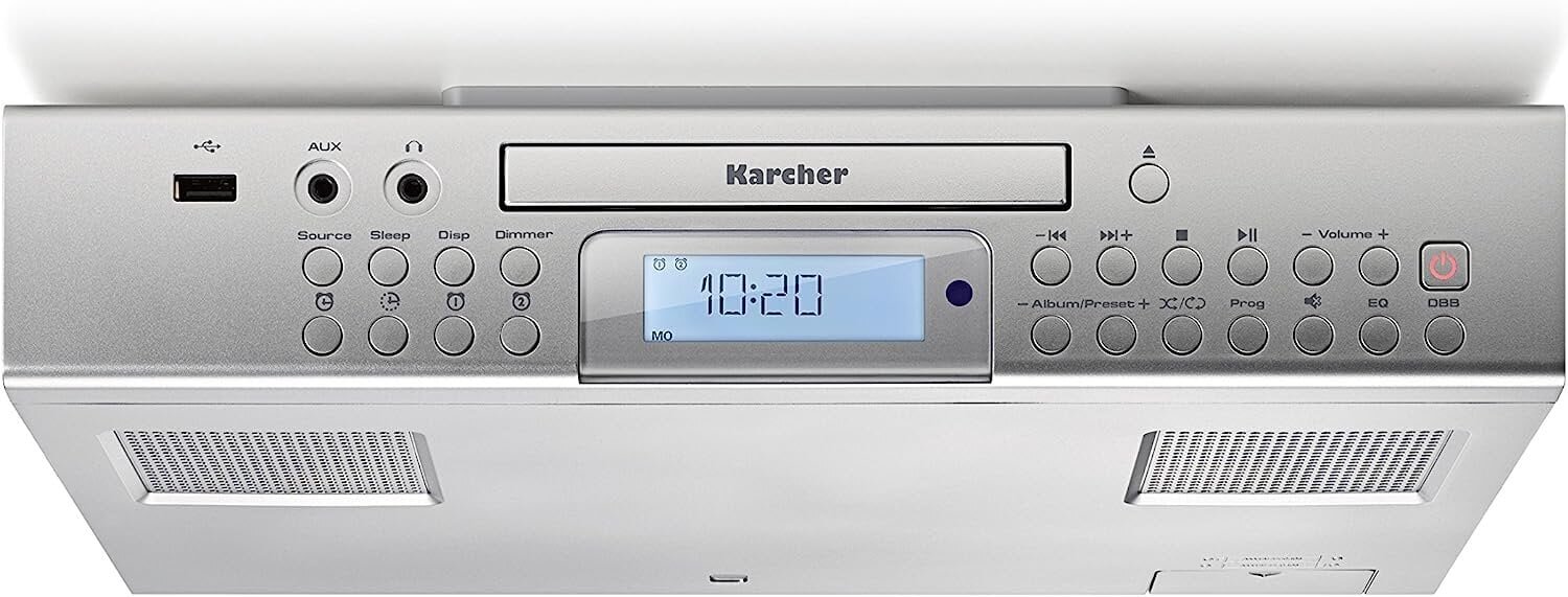 Karcher RA 2050 Unterbauradio (FM raadio, CD -mängija, USB, USB -laadija, loenduri taimer, kaugjuhtimispuldi) hõbe hind ja info | Raadiod ja äratuskellad | kaup24.ee
