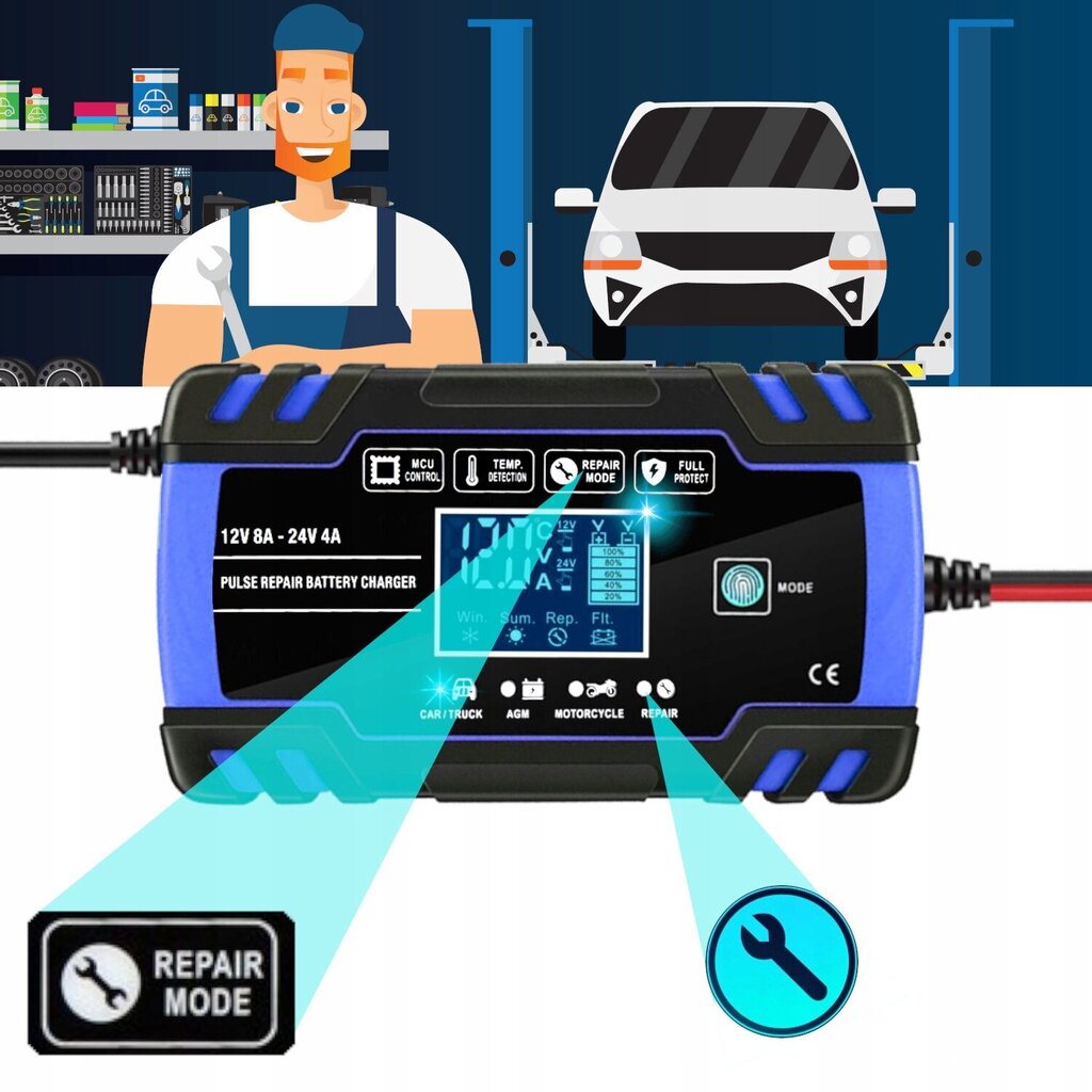 Automaatne akulaadija remondifunktsiooniga, 12V, 24V цена и информация | Auto akulaadijad | kaup24.ee