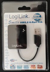 LogiLink HUB USB 2.0 4-pordiga "Smile" – must UA0139 hind ja info | USB jagajad, adapterid | kaup24.ee