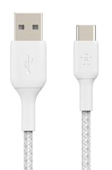 Зарядный кабель Belkin, плетеный, USB-C, USB-A, 3м Белый цена и информация | Кабели для телефонов | kaup24.ee