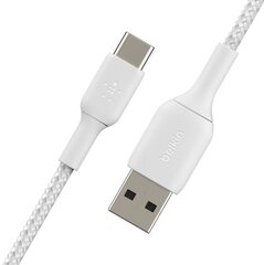 Зарядный кабель Belkin, плетеный, USB-C, USB-A, 3м Белый цена и информация | Borofone 43757-uniw | kaup24.ee