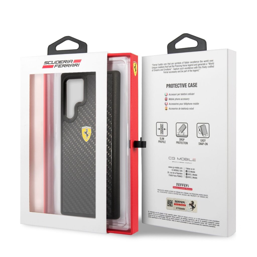 Ferrari Real Carbon Hard Case for Samsung Galaxy S22 Ultra Black цена и информация | Telefoni kaaned, ümbrised | kaup24.ee