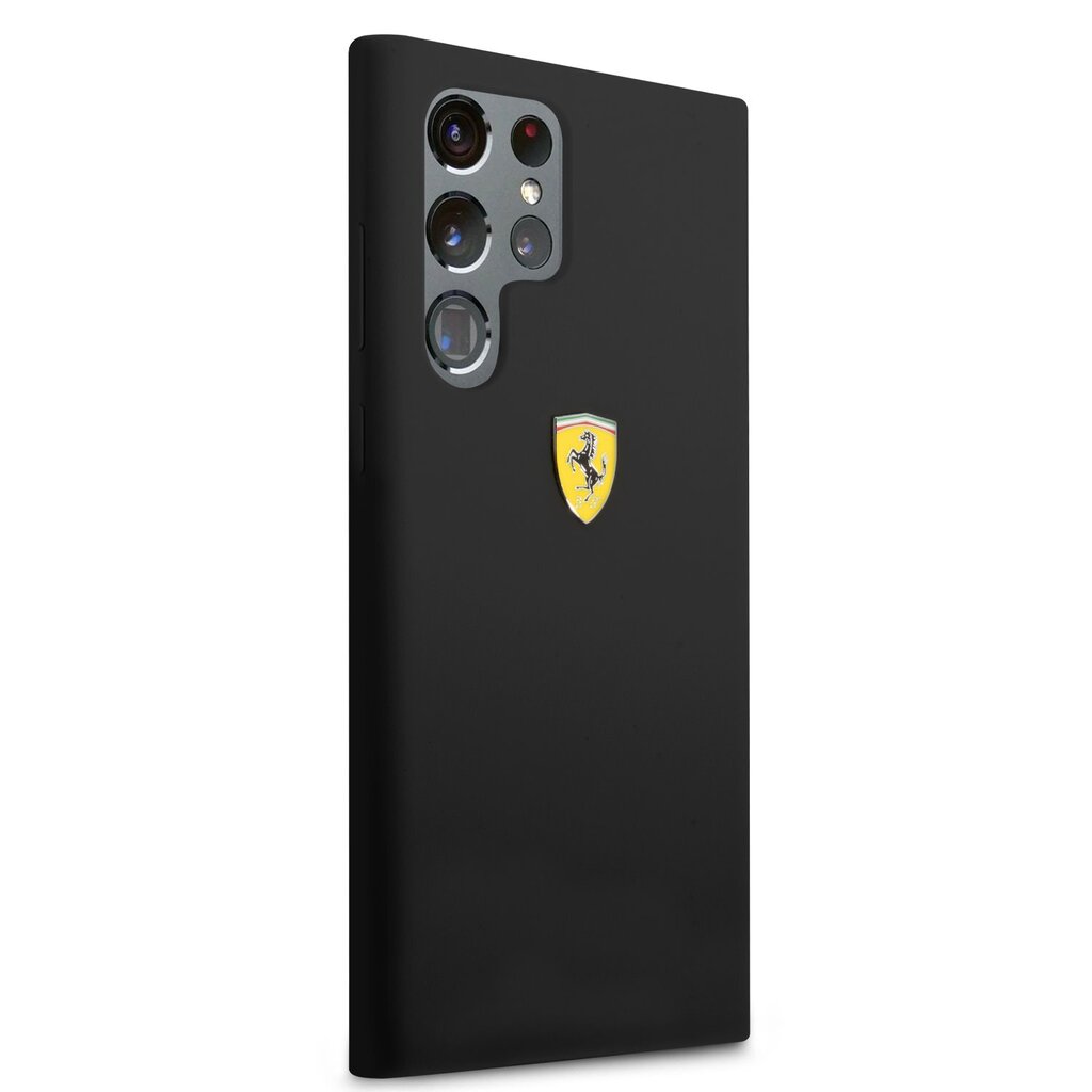 Ferrari Liquid Silicone Metal Logo Case for Samsung Galaxy S22 Ultra Black цена и информация | Telefoni kaaned, ümbrised | kaup24.ee