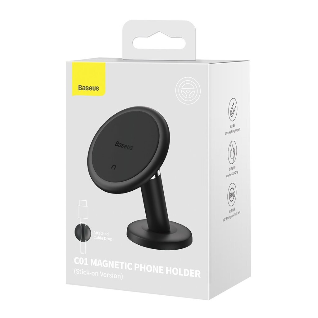 Держатель для телефона Baseus C01 Magnetic Phone Holder (Stick-on Version)  Black цена | kaup24.ee