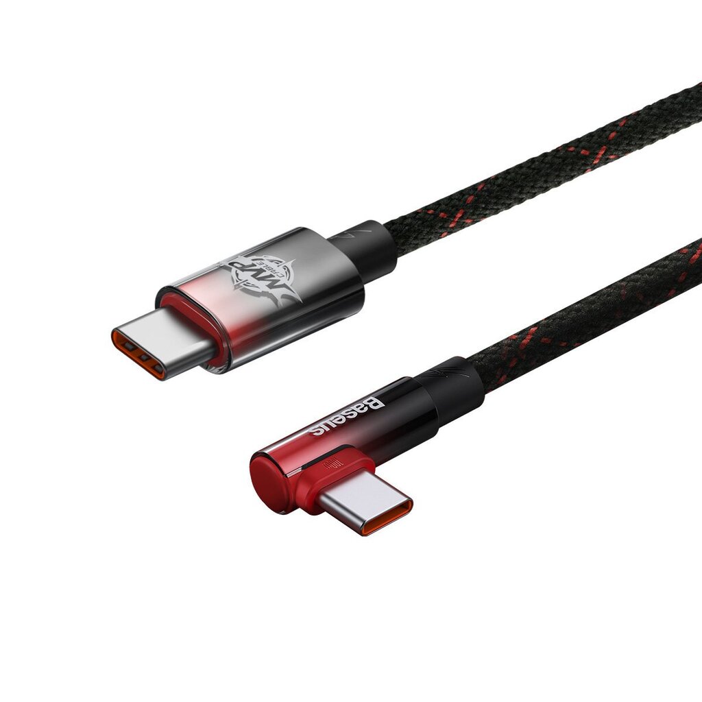 Baseus MVP Elbow angled cable Power Delivery cable with side connector USB Type C / USB Type C 2m 100W 5A red (CAVP000720 hind ja info | Mobiiltelefonide kaablid | kaup24.ee
