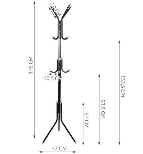 Riidenagi 175 cm, must hind ja info | Nagid | kaup24.ee