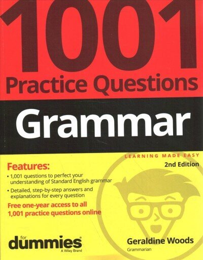 Grammar - 1001 Practice Questions For Dummies, 2nd Edition (plus Free Online Practice) цена и информация | Ühiskonnateemalised raamatud | kaup24.ee