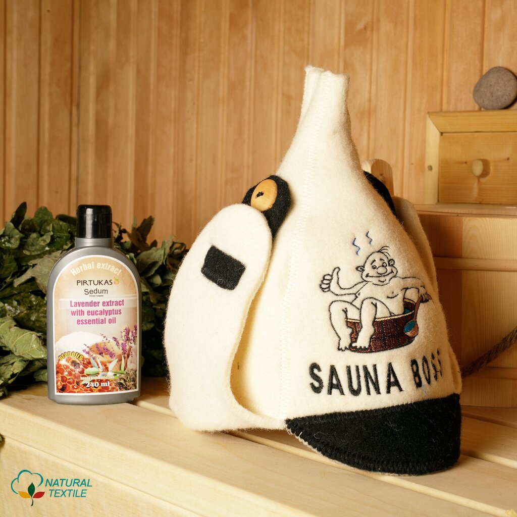 Saunamüts "Sauna Boss" 100% villane hind ja info | Sauna aksessuaarid | kaup24.ee