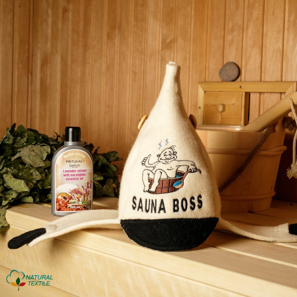 Saunamüts "Sauna Boss" 100% villane цена и информация | Sauna aksessuaarid | kaup24.ee
