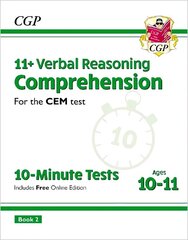 11+ Verbal Reasoning Comprehension: for the CEM Test Book 2 (Ages 10-11) hind ja info | Noortekirjandus | kaup24.ee